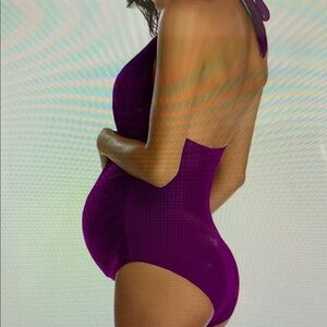 Purple Halter Maternity Swimsuit